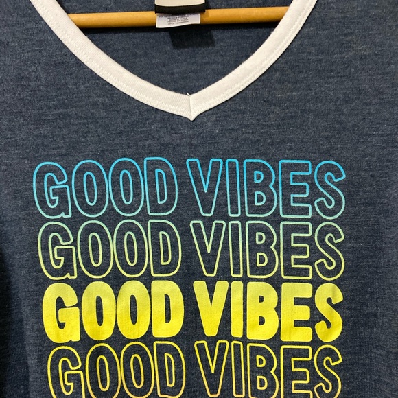 NWOT Good Vibes V Neck Henley Shirt - Picture 3 of 7